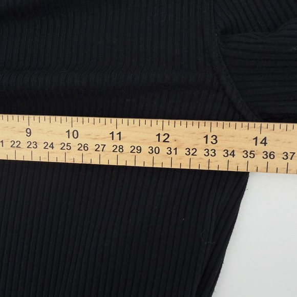 Free People Women Black Ribbed Mock Neck Cutout Back Tie Long Sleeve‎ Top Small - Picture 5 of 7